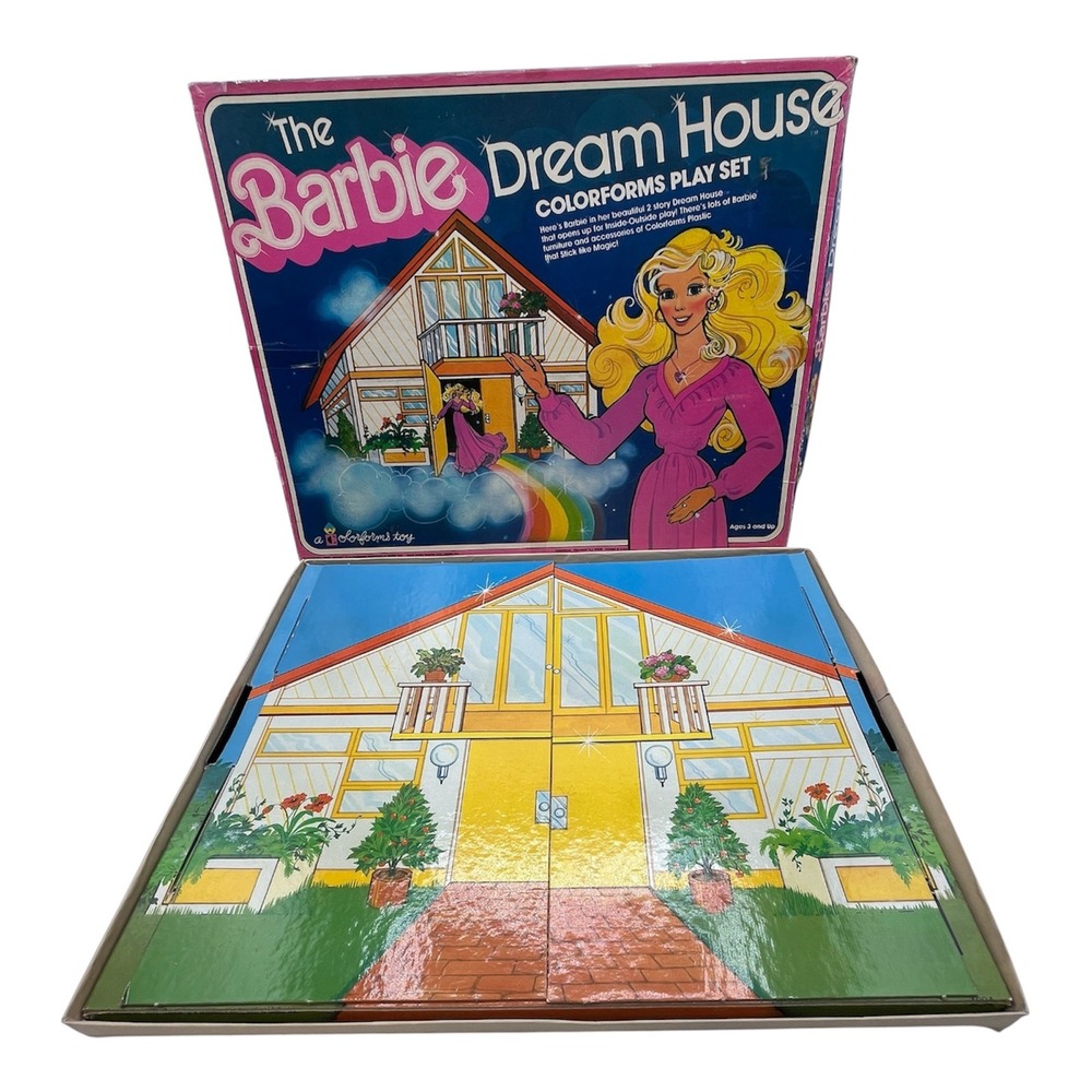 Vintage 1979 Barbie Dream House Colorforms Play Set Mattel Toy 70s Damaged Boxed